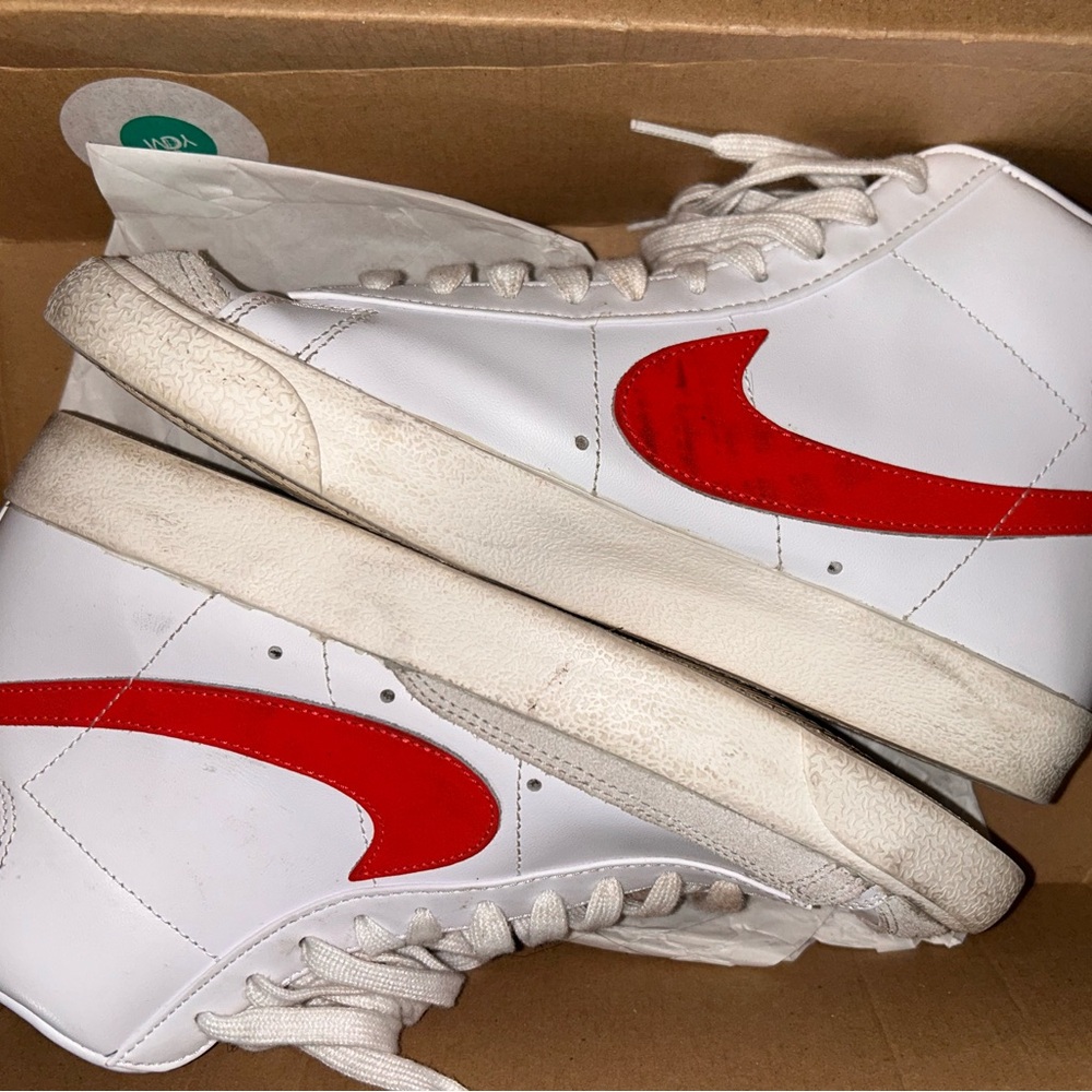 Nike Blazers White and Red High-Top Sneakers